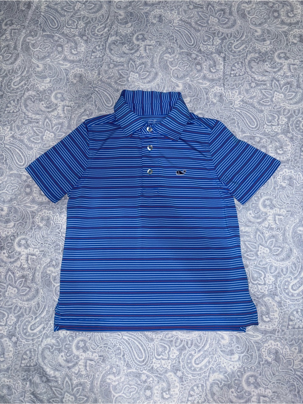 Vineyard Vines Blue/red/white Striped Boys Sankaty Polo